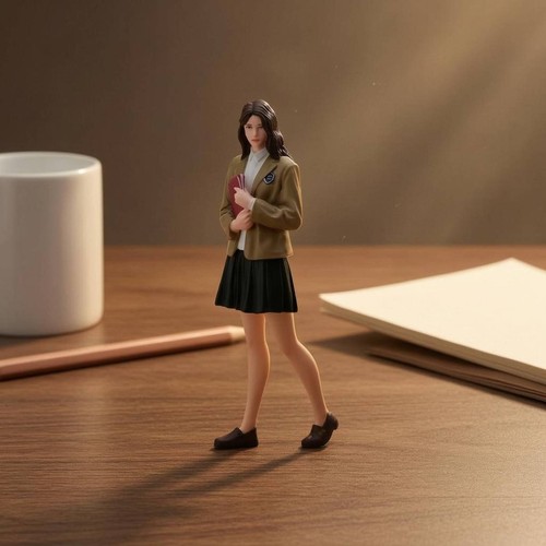 Schulmädchenfigur handbemalt